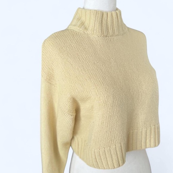 Wilfred Womens Butter Yellow Chunky Knit Cropped Turtleneck Sweater Small - Picture 3 of 8